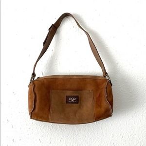 UGG Barrel Purse Brown Suede Sherpa Interior